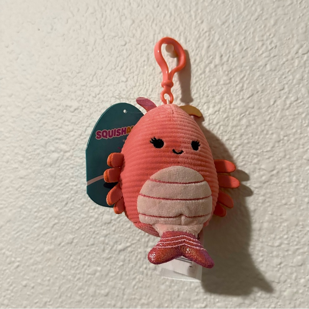 SQUISHMALLOWS Chester the Shrimp Squisharoy Clip 3.5in NWT